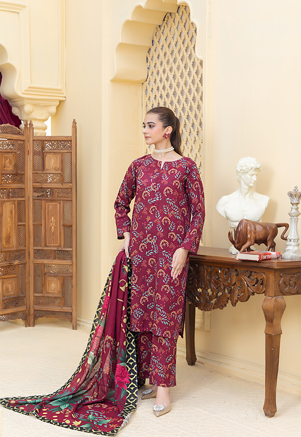 DPK12568-PG724 Stitched 3 PCS Khaddar