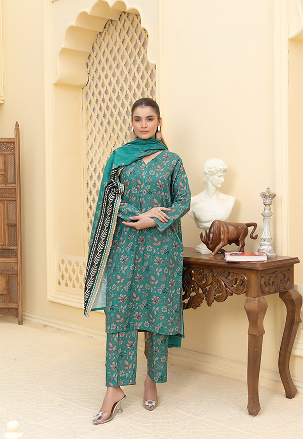DPK12561-PG724 Stitched 3 PCS Khaddar