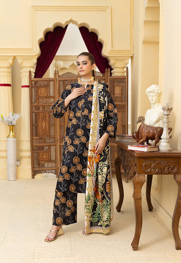 DPK12589-PG724 Stitched 3 PCS Khaddar