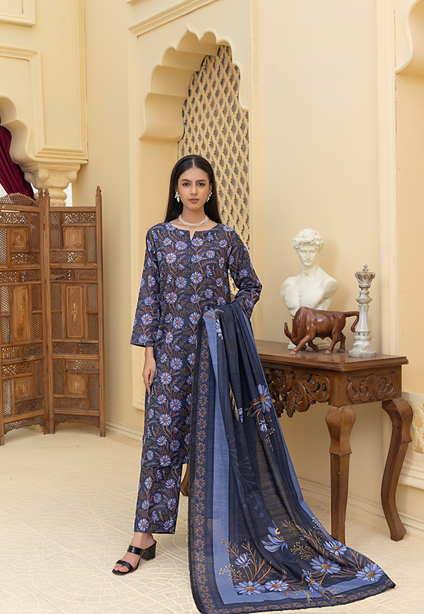 DPK12573-PG724 Stitched 3 PCS Khaddar