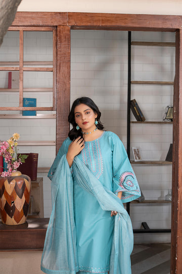 EMB745PG326 Stitched 3 Pcs Embroidered Cambric