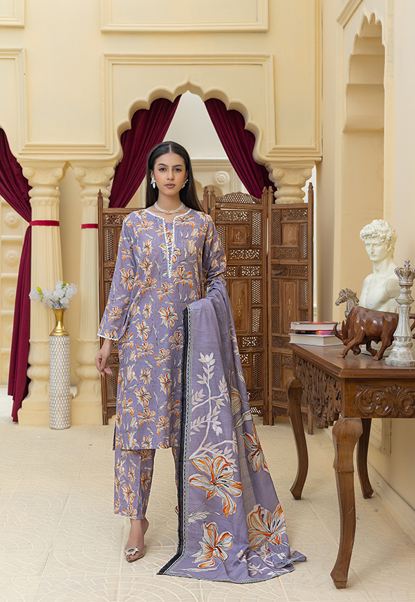 DPK12586-PG724 Stitched 3 PCS Khaddar