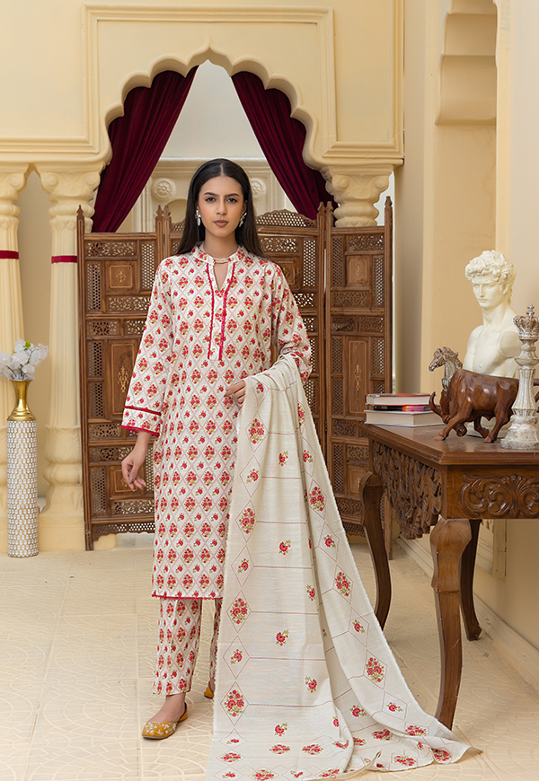 DPK12567-PG724 Stitched 3 PCS Khaddar