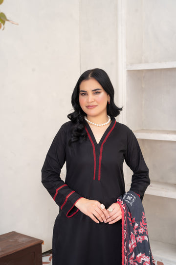 PS731PG1025 Stitched 3 Pcs Solid Cambric