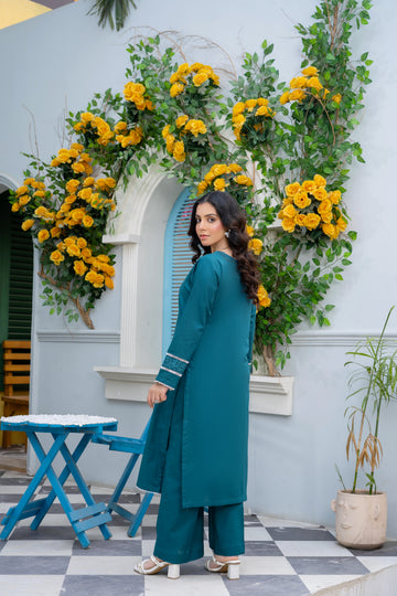 CSE721PG725 Stitched 2 Pc Solid Embroidered Cambric