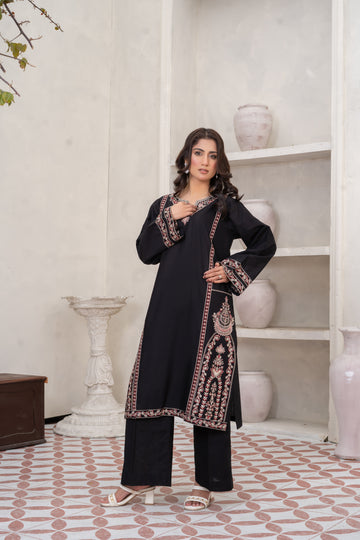 EMB743PG226 Stitched 2 Pc Solid Embroidered Cambric
