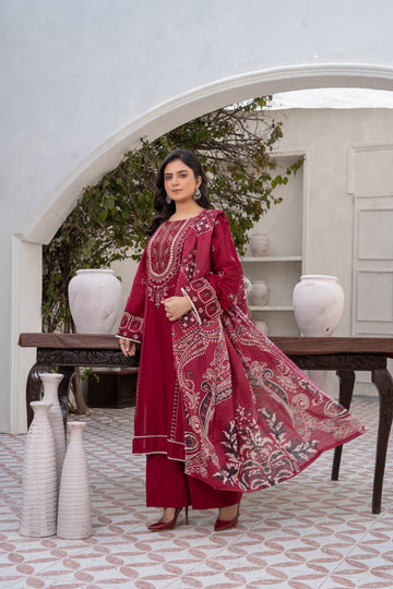 EMB735PG1225 Stitched 3 Pcs Embroidered Cambric