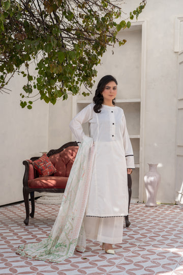 PS731PG1025 Stitched 3 Pcs Solid Cambric