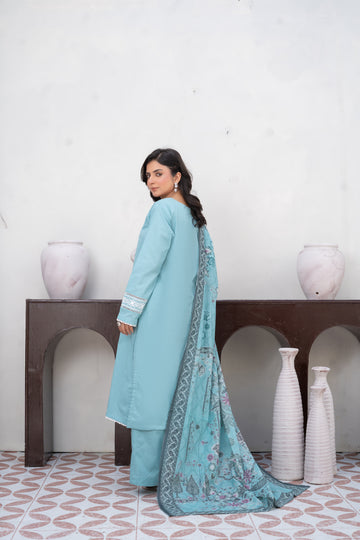 ES732PG1125 Stitched 3 Pcs Solid Embroidered Cambric