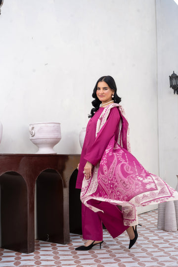 PK734PG1225 Stitched 3 Pcs Solid Cambric